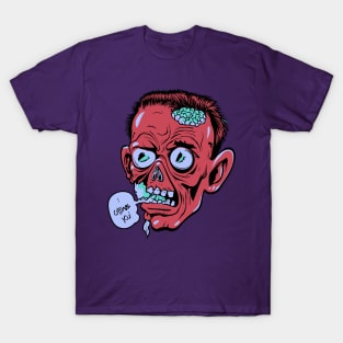 Zombie Head Pun Retro Illustration - I Chews You T-Shirt